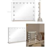 Miroir de maquillage - Hollywood - 56 x 44 cm - Éclairage LED - 15 ampoules - 3 modes lumineux