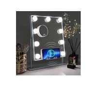 Miroir De Maquillage Hollywood avec Bluetooth 9 LED ampoules Tactile Luminosité Réglable - 25 x 30 cm
