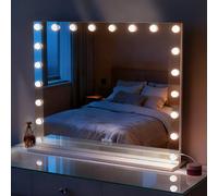 Miroir de maquillage hollywood coiffeuse mural avec lumière 100 x 80 cm - Port de charge USB pour les téléphones