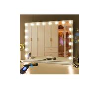 Miroir de maquillage Hollywood lumineux LED coiffeuse mural - 80 x 58 cm - Enceinte Bluetooth