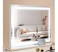 VEVOR Miroir de Maquillage Lumineux, 3 Modes Éclairage de Couleur, Grand Miroir Cosmétique Studio LED, Grossissement 5X, Haut-parleur Bluetooth, USB, Contrôle Tactile Intelligent, Support, 797x547 mm