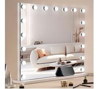 VEVOR Miroir de Maquillage Hollywood Lumineux Ampoules LED Intensité Variable, 3 Modes Éclairage de Couleur, avec Miroir Grossissant 5X, USB, Type C, Contrôle Tactile Intelligent, Support, 797x597 mm