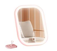 Miroir de maquillage LED - Miroir de courtoisie éclairé de bureau, design pliable, luminosité réglable | Style de taille compacte, affichage de réflexion clair, look esthétique pour dortoir d'étudiant