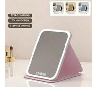 Miroir de maquillage LED, miroir de vanité portable et pliable, éclairage 3 couleurs, écran tactile à intensité variable, miroir de maquillage compact Noir petit,blanc grand,Rose Grand,noir grand,Trom