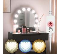 Miroir de maquillage LED pour femmes, interrupteur USB 3 couleurs, interrupteur à capteur tactile, gradation sans paliers, armoire miroir, coiffeuse, salle de bain intérieure, salle d'eau, chambre à c