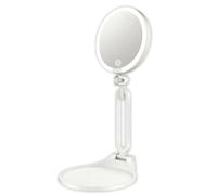 Miroir de maquillage LED rechargeable de type C, contrôle tactile, support de table pliable avec plateau de rangement