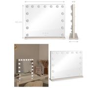 Miroir de maquillage Hollywood 50 x 40 cm Éclairage LED avec 15 ampoules