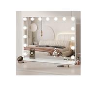 Miroir de Maquillage Lumineux 15 Ampoules LED avec Bluetooth Miroir Coiffeuse Lumineux Holleywood Contrôle Tactile Luminosité Réglable 58 x 45 cm -