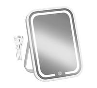 Miroir de maquillage lumineux - Miroir de courtoisie à DEL, verre cosmétique rechargeable avec éclairage 3 couleurs à intensité variable, écran de réflexion tactile avec design portable, 19 x 14,2 cm