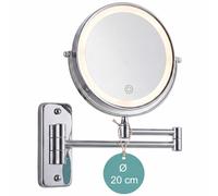 Miroir de maquillage mural, miroir de toilette, Ø 20 cm, LED 10x