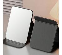 Miroir de maquillage pliable en PU, miroir de voyage portable mini à main, miroir de poche en cuir, grand miroir de bureau haute définition, miroir de style princesse convenant aux dortoirs d'étudiant