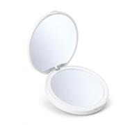 Miroir de Maquillage Portable à LED, Blanc Rond | Miroir Pliable 1x/2x Grossissant, Miroir de Poche Compact pour Voyage et Retouches Quotidiennes