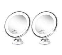 Miroir De Maquillage Portable Avec Lumière Led, 2 Pièces, Ventouse, Verre De Maquillage Rotatif À 360 Degrés, Bureau, Salle De Bain, Voyage