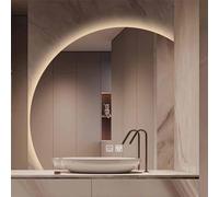 Miroir de maquillage réglable avec éclairage 3000-6000 K, design semi-rond anti-buée 90 x 90 cm, interrupteur tactile, parfait pour le salon et la coiffeuse