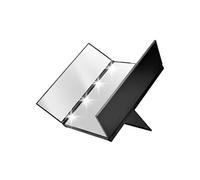 Miroir de Maquillage Triptyque avec Eclairage LED Intégré et Volets Pliables Noir