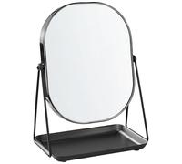 Miroir de Maquillage Verre Double Face 20 x 22 cm en Métal Noir Correze
