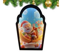 Miroir de Noël avec motif de Père Noël et effet hologramme Miroir LED | Décoration de projection moderne pour fenêtre, bureau, chambre, porte de Noël