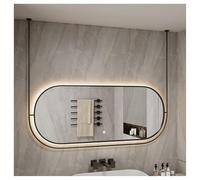 Miroir De Plafond avec Rétroéclairage, Miroir Ovale en Métal, Adapté Aux Vestiaires D'entrée Et À La Décoration Intérieure(Black,50x100cm)