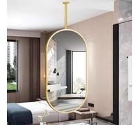 Miroir de plafond ovale moderne à suspendre - Miroir mural avec cadre en métal - Décoration élégante montée au plafond pour salon et chambre (50,8 x 61 cm)