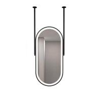 Miroir de plafond suspendu avec lumière LED, miroir ovale à cadre en métal, miroir de salle de bain à placer au-dessus du lavabo, luminosité réglable, pour la décoration de l'entrée, des toilettes et