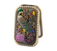 Miroir de poche avec fleur de naissance, miniature douanière en acier inoxydable, maquillage pliable vintage