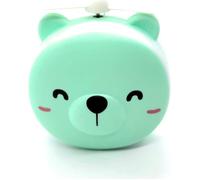 Miroir de poche compact 3 en 1 Kawaii mignon avec ventilateur et lumière LED - Rechargeable par USB (Ours - Vert)