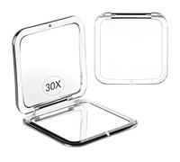 Miroir de Poche Grossissant 30x Double Face 8x8 cm | Miroir de Maquillage Pliable, Accessoire de Voyage Léger, Pour Femme, Se Range Facilement dans le Sac