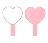 Miroir De Poche Rose En Forme De Coeur ¿ Miroir Cosmétique Écologique Avec Poignée, Cadeau Idéal Pour Toutes Les Occasions