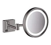 Miroir de rasage Hansgrohe AddStoris 41790340, grossissement x3, avec éclairage LED, fixation murale, finition chrome noir brossé
