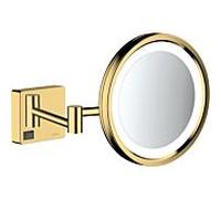 Miroir de rasage Hansgrohe AddStoris 41790990, grossissement x3, avec éclairage LED, fixation murale, optique or poli