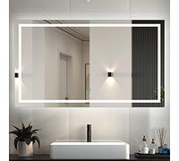 Miroir de Salle de Bain 140x70cm Anti-buée Miroir Mural avec éclairage LED modèle Carré