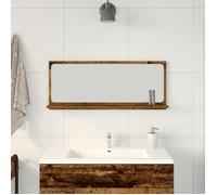 vidaXL Miroir de salle de bain 90 x 10,5 x 37 cm Bois d'ingénierie marron Acrylique incassable