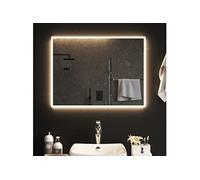 Miroir de Salle de Bain à LED Mural Miroir de Maquillage Lumineux Coiffeuse Cosmétique Décoration Toilette Intérieur 80x60 cm
