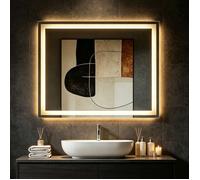 Miroir de salle de bain - AURALUM MAX - 100x60 cm - Miroir Lumineux mural - Anti-buée - Dimmable 3 couleur