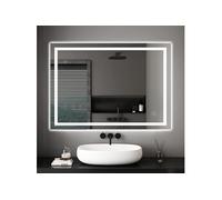 Miroir de Salle de Bain avec 20 Watt Eclairage, Miroir Anti-Buée, Miroir Lumineux à Economie d'Energie, Lumière Blanc Froid 6400K + Interrupteur