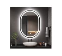 Miroir de Salle de Bain avec Eclairage 60x80cm, Miroir Mural Ovale, Dimmable à 3 Couleurs de Lumière, Miroir de Maquillage Réglable avec Eclairage,