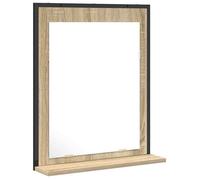 Miroir de salle de bain avec étagère - vidaXL - Noir - 50x12x60 cm - Verre et bois ingénierie - Rectangulaire