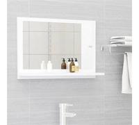 vidaXL Miroir de salle de bain Miroir de maquillage Bois d’ingénierie Blanc 60x10,5x37 cm