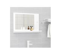 vidaXL Miroir de salle de bain Miroir de maquillage Bois d’ingénierie Blanc 60x10,5x37 cm