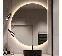 Miroir De Salle De Bain éclairé par LED, Miroir De Courtoisie Mural Rétroéclairé, Miroir De Maquillage Intelligent en Forme d'art, Miroir Lumineux, Right Cut [Warm Light], 500mm