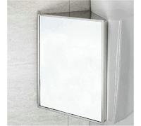 Miroir de salle de bain en acier inoxydable avec design triangulaire, multifonction pour articles de toilette et accessoires, montage côté gauche, élégant et élégant