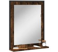 Miroir de salle de bain et étagère chêne fumé bois d’ingénierie Marron G