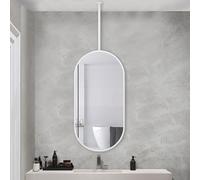 Miroir de salle de bain flottant ovale personnalisable avec cadre en métal - Blanc - 50 x 80 cm - Miroir de maquillage élégant pour hôtels et famille - Décoration fonctionnelle pour espaces modernes