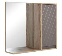 Miroir de salle de bain - HOMCOM - avec étagère et placard système fixation intégré rangement - bois - chêne clair gris