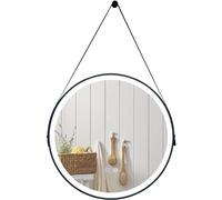Miroir de salle de bain intelligent à LED rond, anti-buée et à intensité variable, 3 couleurs, lumière avant, fonction mémoire, montage mural, 50 cm, noir - Parfait pour une décoration moderne
