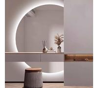Miroir de salle de bain LED - 3 couleurs, anti-buée, interrupteur tactile, design demi-lune, réglable sur toute la longueur, 120 x 80 cm, miroir mural moderne pour coiffeuse et dressing