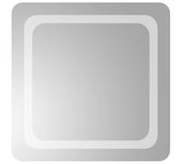 Miroir de salle de bain LED 50 x 50 cm en verre avec protection IP65 étanche Interface USB Longueur du câble 1,5 m Crochet pour montage mural pour salle de bain, chambre à coucher, couloir, éclairage