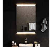 Miroir de salle de bain LED 60 x 90 cm en verre avec protection d'eau IP65, port USB, épaisseur 4 mm, montage mural ou autonome, idéal pour salle de bain, chambre à coucher, couloir et maquillage avec