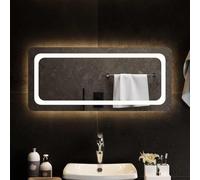 Miroir de salle de bain LED 90 x 40 cm en verre avec protection d'eau IP65, interface USB, épaisseur 4 mm, avec crochets et clips, pour montage mural dans la salle de bain, la chambre à coucher, le