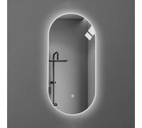 Miroir de salle de bain LED intelligent 50 x 80 cm Miroir de courtoisie ovale rétroéclairé sans cadre avec contrôle tactile 3 couleurs éclairage de température multifonction pour décoration